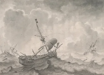 Schiffe auf stürmischer See, 1698